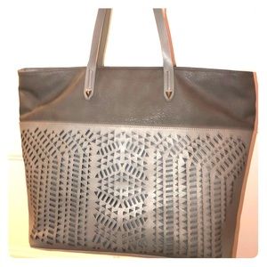 Stella and Dot Grey Cut Out Tote Bag/Purse